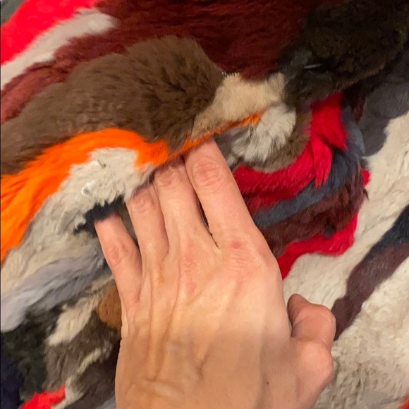 REVERSIBLE RAINBOW FUR HOODED COAT SZ s/xs - Picture 6 of 8